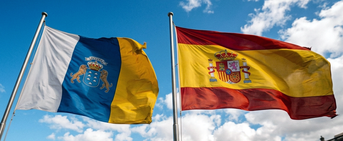 Banderas de España y Canarias